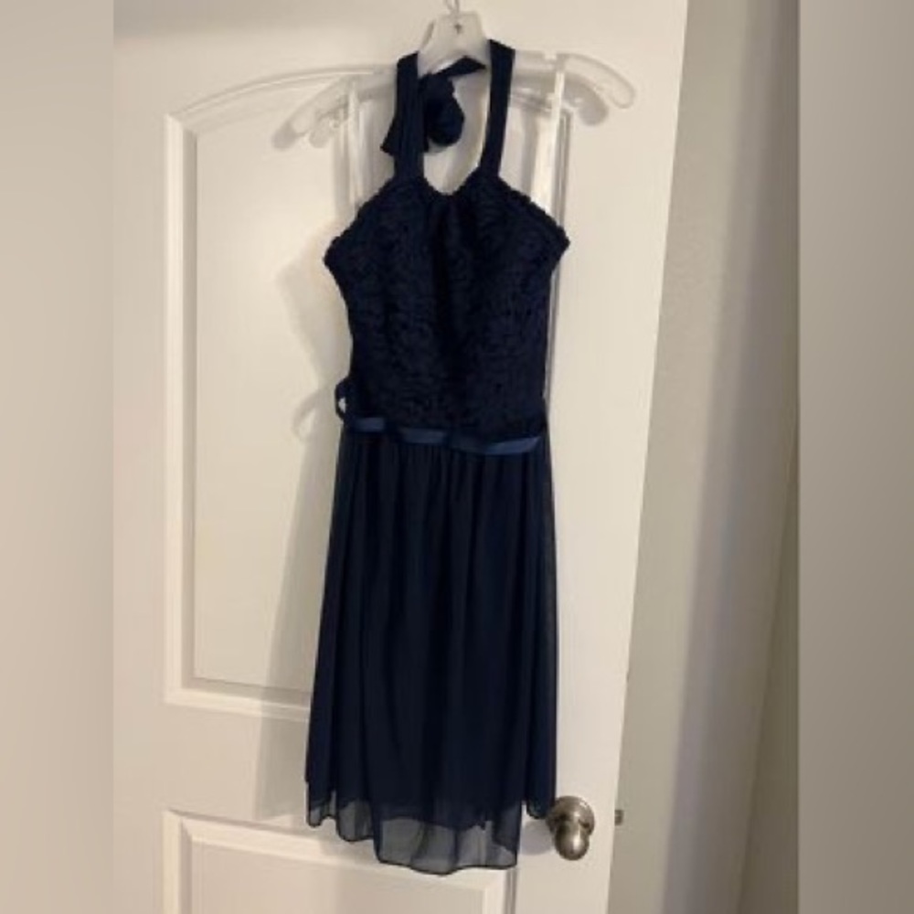 David’s Bridal Navy Blue Bridesmaid’s Dress